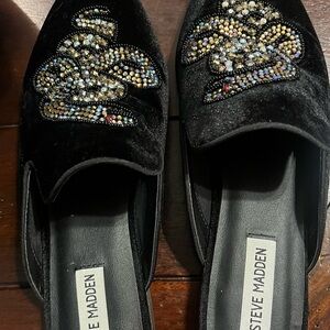 Steve Madden Black Embellished Loafers